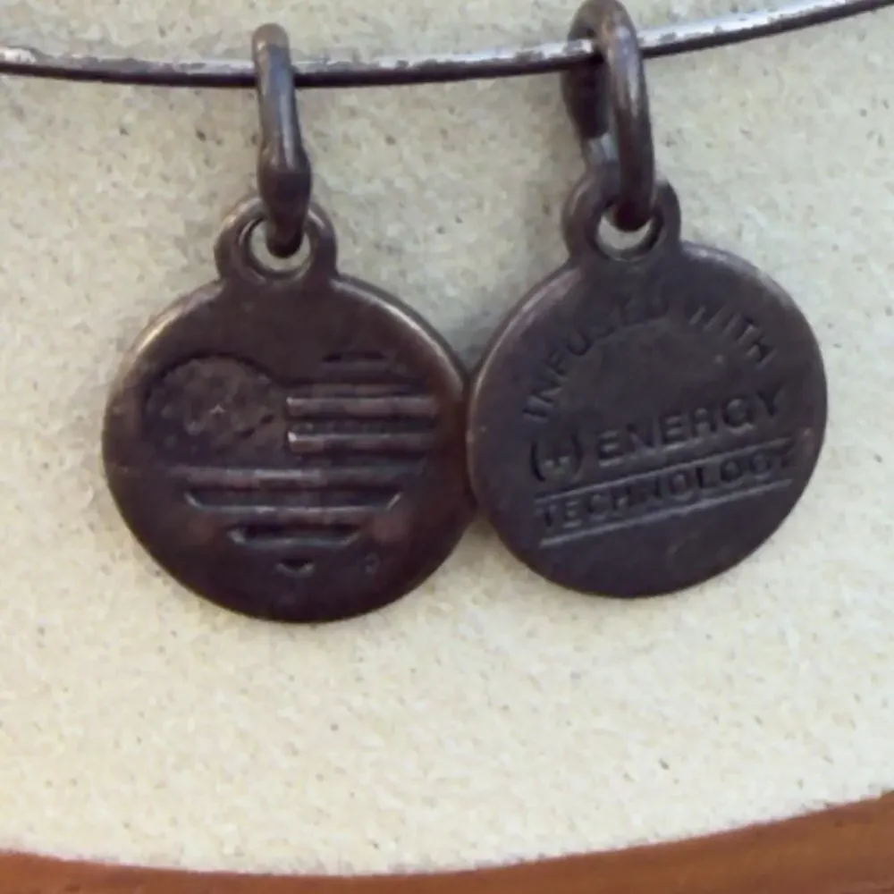 Alex & Ani Energy Technology Blue Beaded Cord Bracelet Copper Dangle Charm (141)